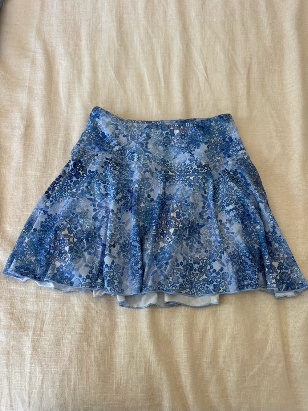Gottex Blue Floral Print Skater Skirt